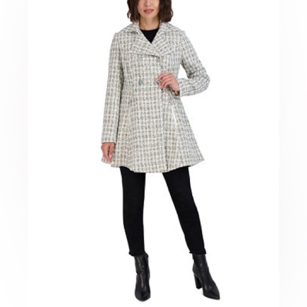 NWT Black and white wool blend coat